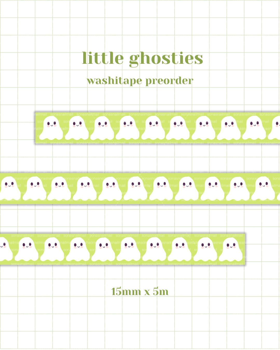 Little Ghosties Washi Tape (15mm) | PREORDER