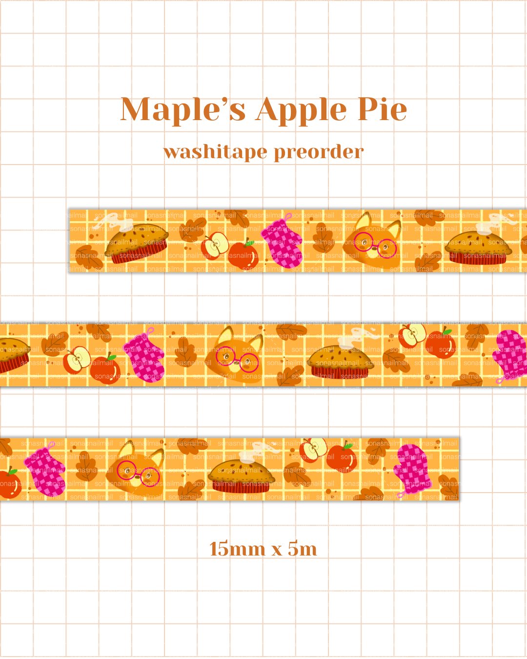 Maple's Apple Pie Washi Tape (15mm) | PREORDER